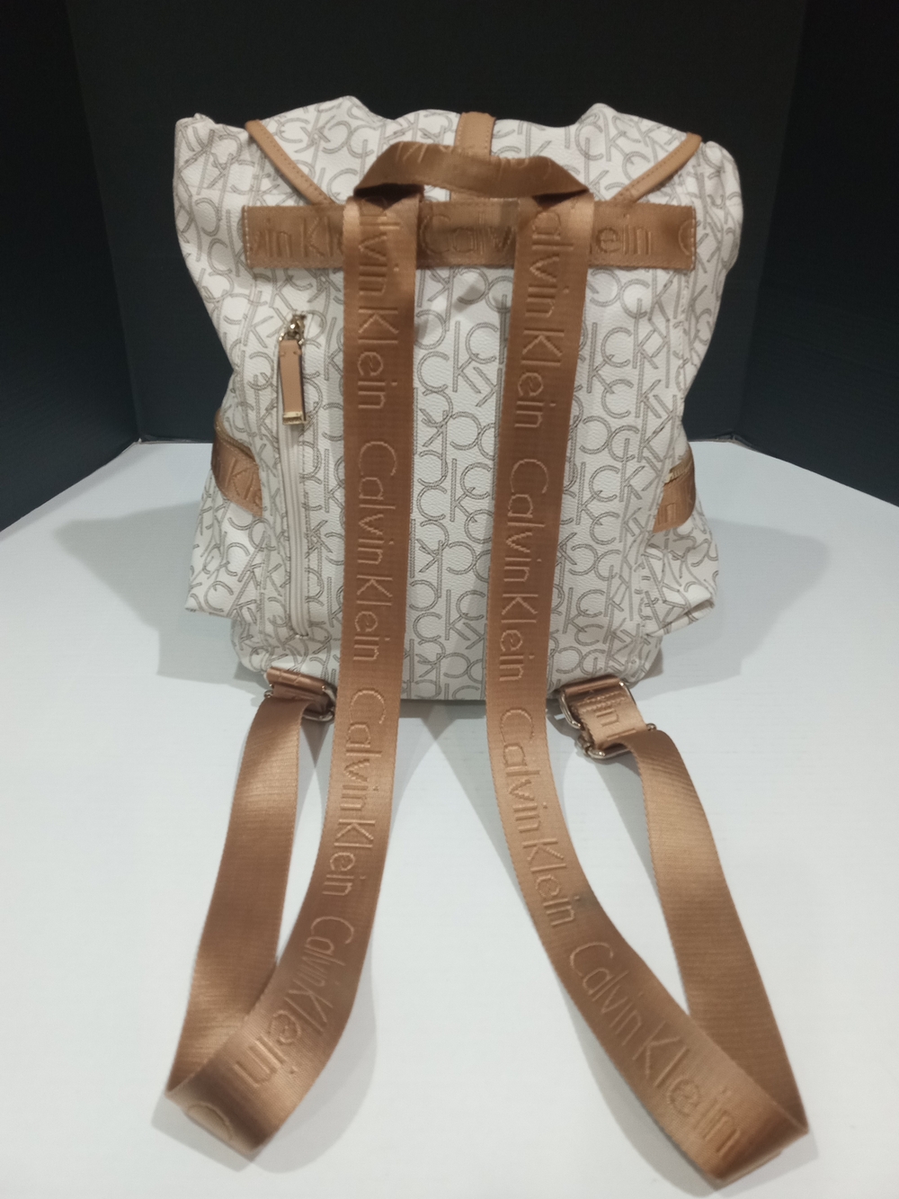 Calvin Klein Cream and Tan Monogram Backpack - Picture 2 of 4